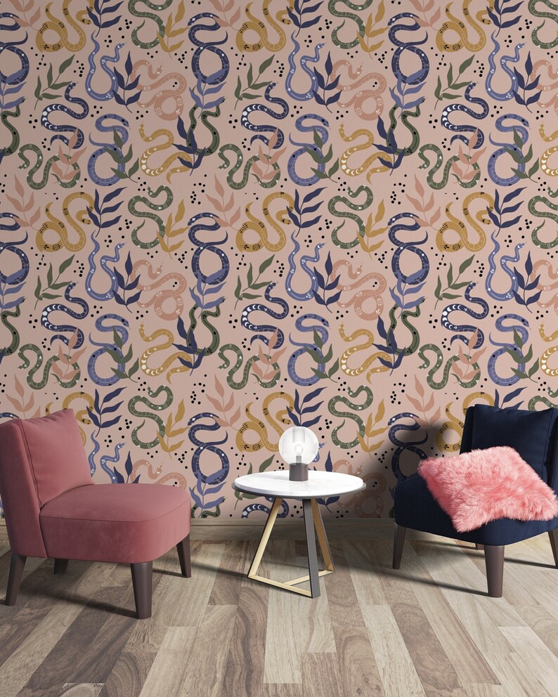 Modern Snake Wallpaper Peel&stick and Traditional Wallpaper - Etsy