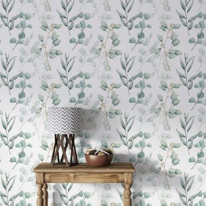 Eucalyptus Botanical Wall Mural, botanical design, floral, boho, watercolor Botanical Wallpaper, Boho Wallpaper, Floral Wall Mural