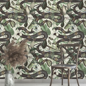 Modern Snake Wallpaper Peel&Stick and Traditional Wallpaper Removable and Renter friendly Wall Decor Tropical vintage Design #25