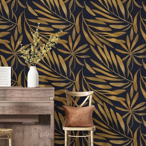 Carta da parati con foglie di palma tropicali botaniche Carta da parati con foglie di banana Peel and Stick Wall Art Rimovibile Vintage Leaf Wallpaper #296