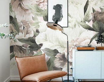 Floral Wallpaper Removable Wallpaper  Peel and Stick Wallpaper  Self Adhesive Wallpaper Peony wallpaper nyz  Floral Pattern Flowers #53