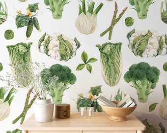 Groentebehang, boerderijkeukenbehang, groenten- en fruittuinmuurschildering, Peel and Stick
