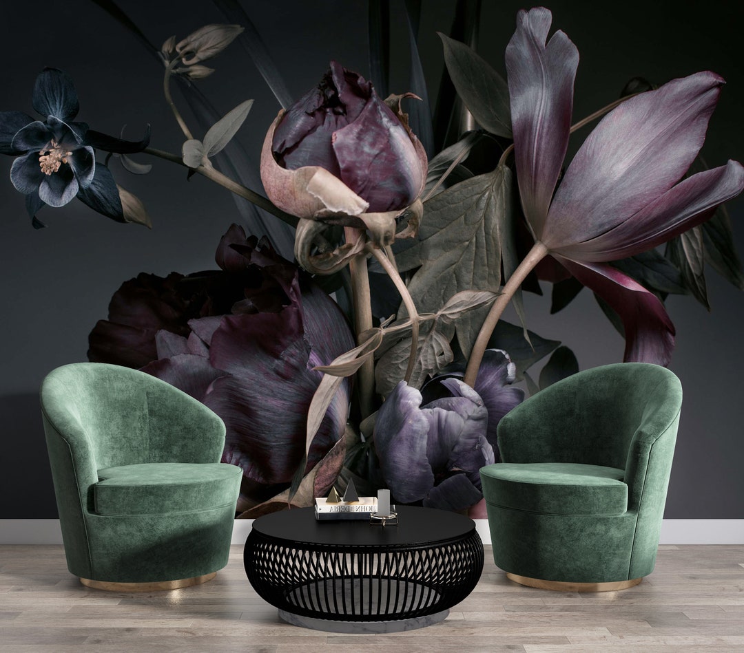 Peonies and Tulips on Dark Background, Bouquet, Dark Floral Wallpaper ...