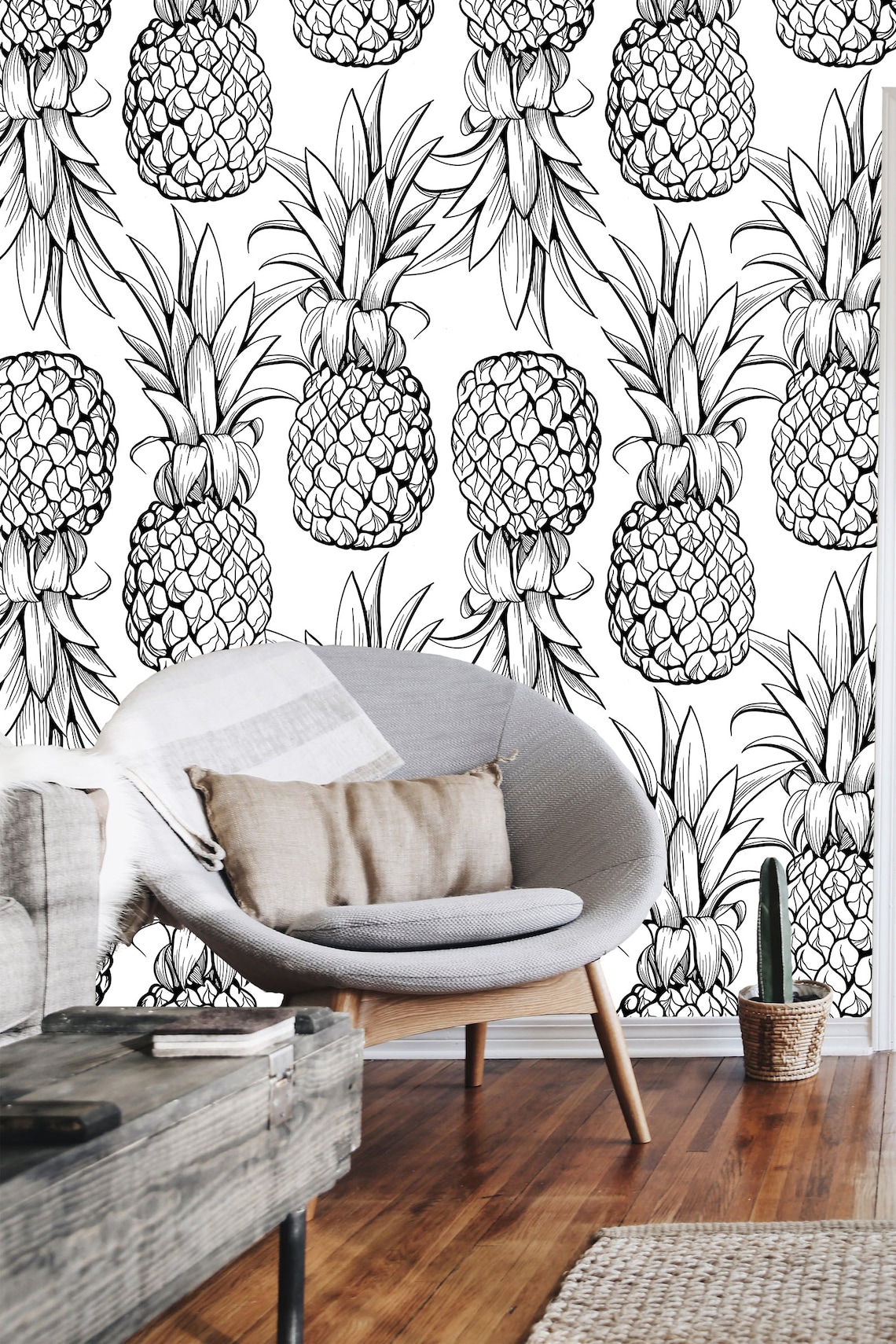 Pineapple Wallpaper Peel and Stick Wallpaper Self Adhesive | Etsy