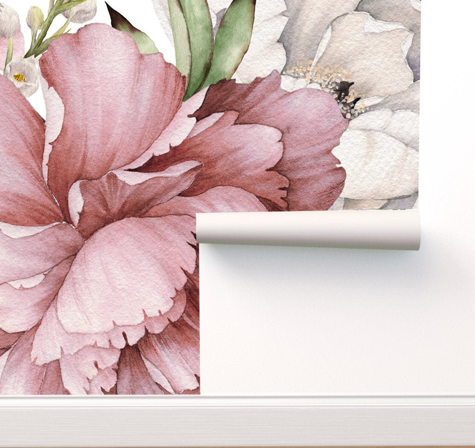 Peony Wall Mural Watercolor for Girl Room. Flower Wallpaper - Etsy