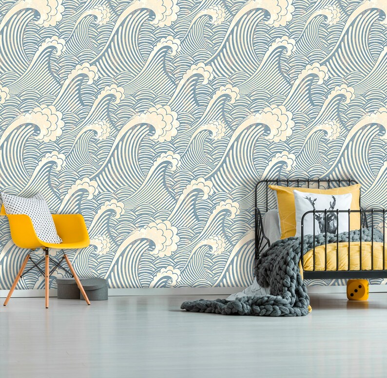 Wave Wallpaper Peel and Stick Wallpaper Self Adhesive | Etsy