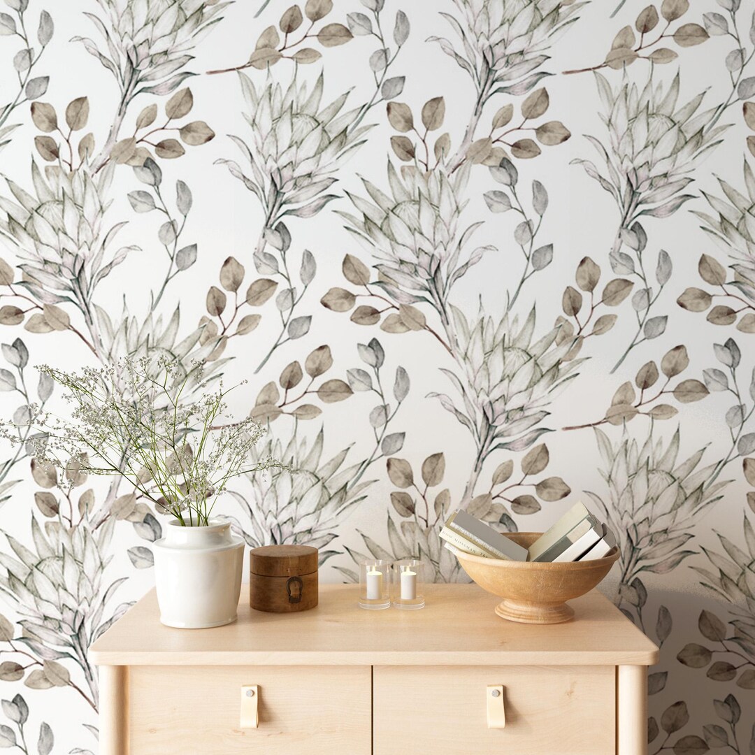 Vintage Flowers Wallpaper, Floral Girl Nursery Mural, Wall Art, Peel ...