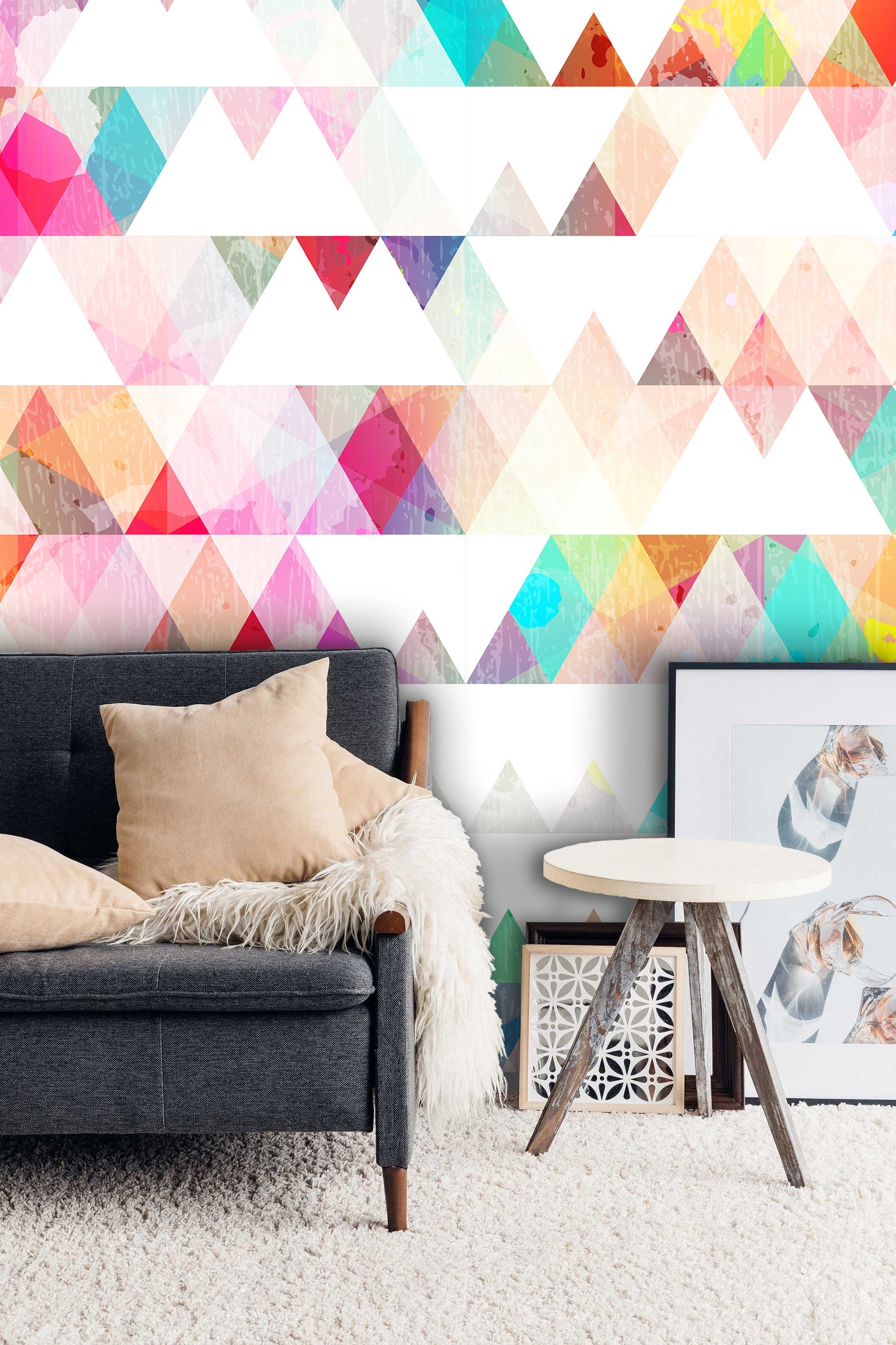Geometric Wallpaper Peel and Stick Wallpaper Self Adhesive Etsy