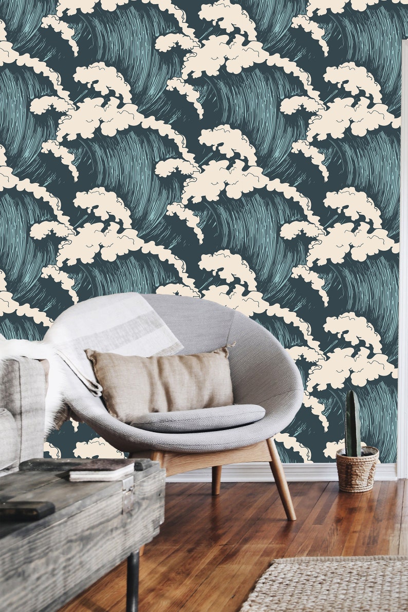 Wave Wallpaper Peel and Stick Wallpaper Self Adhesive - Etsy