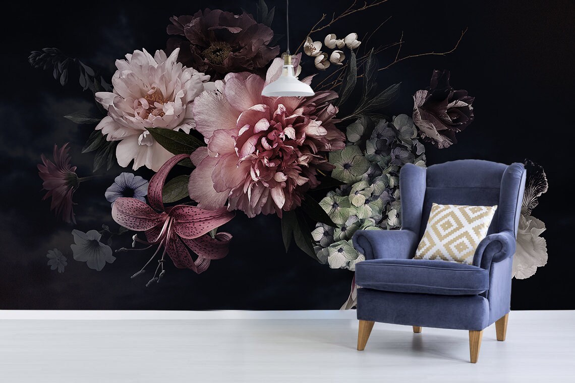 Floral Wallpaper Peel and Stick Wallpaper Self Adhesive Etsy Canada