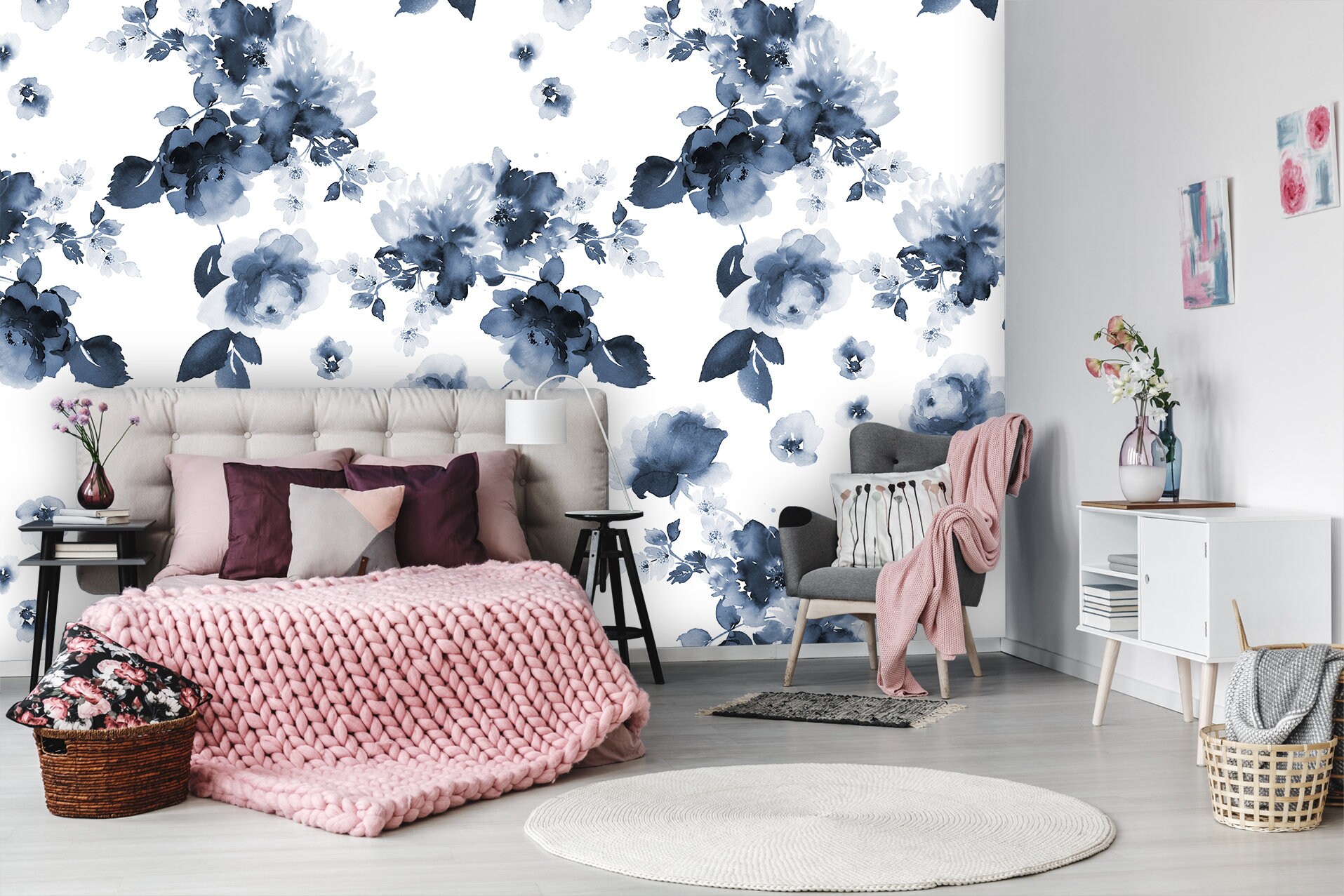 Floral Wallpaper Peel and Stick Wallpaper Self Adhesive Etsy