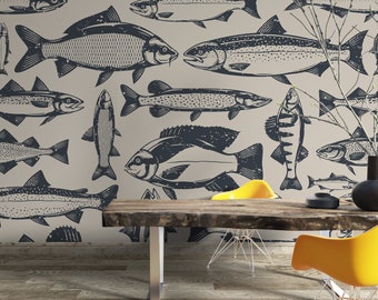 Sea Life Wallpaper- Species of Fish Wallpaper - Styles and Designs Wallpaper- Personalised Gifts- Peel and Stick- Gifts For Her #10