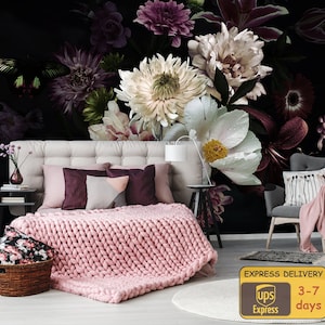 Floral Wallpaper  Peel and Stick Wallpaper  Self Adhesive Wallpaper Removable Wallpaper Flowers Mural Large Floral wallpaper