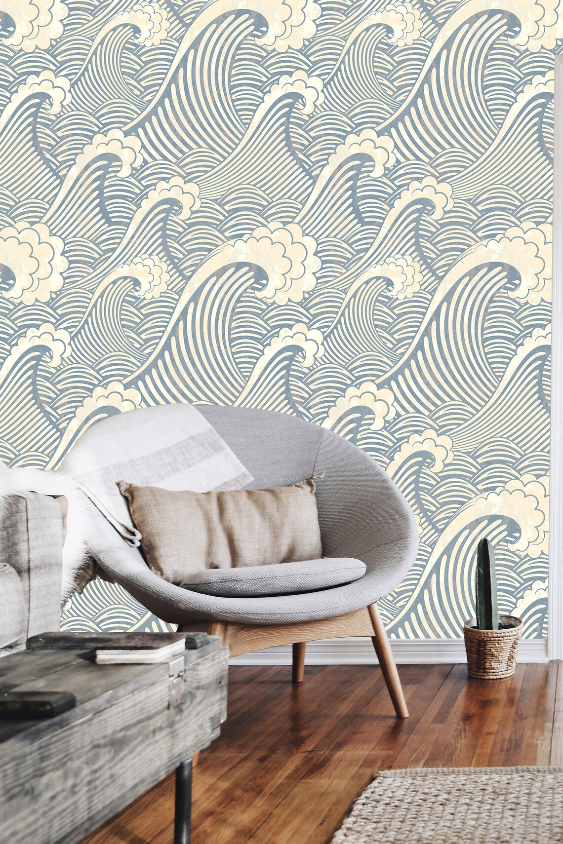Wave Wallpaper Peel and Stick Wallpaper Self Adhesive | Etsy