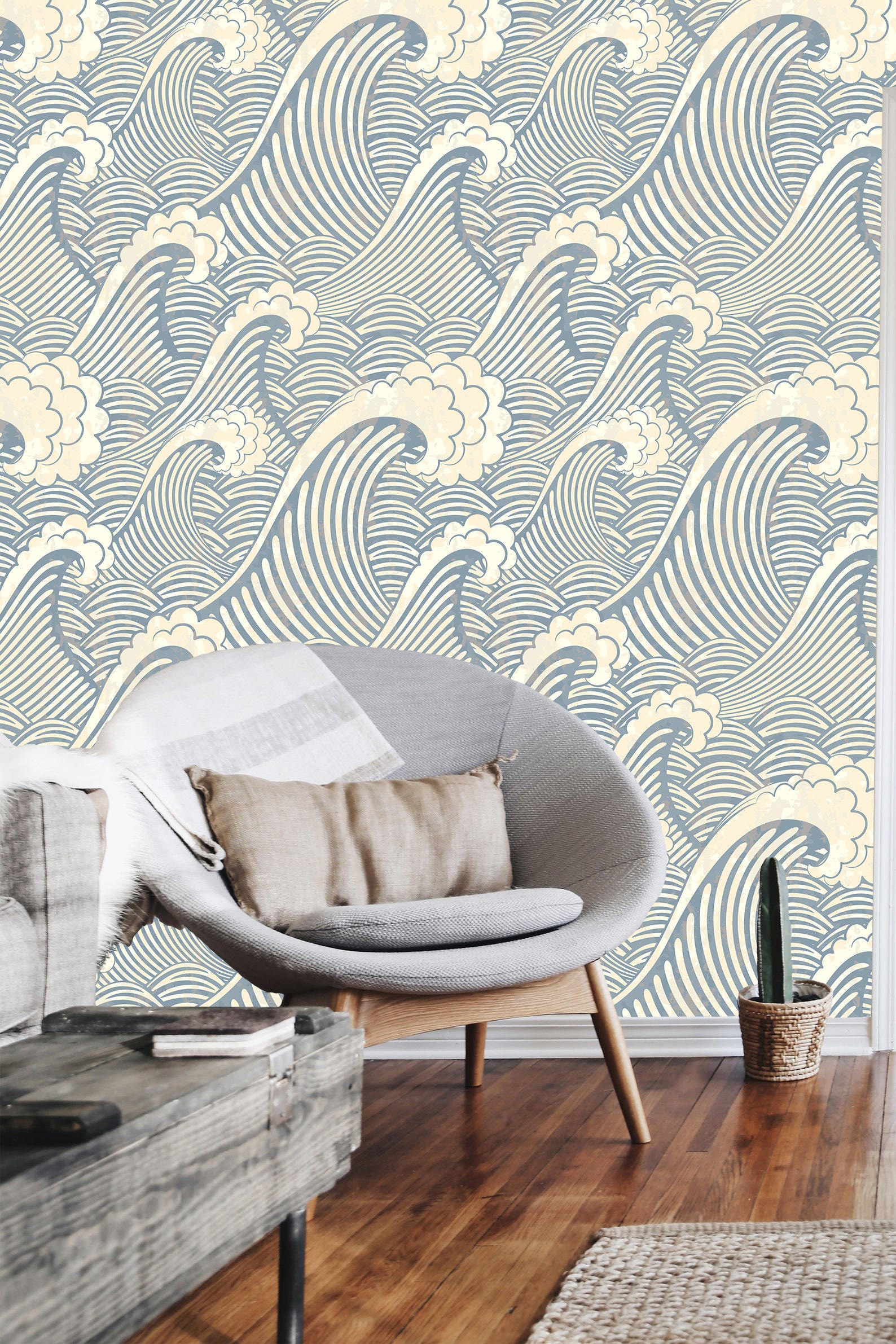 Wave Wallpaper Peel and Stick Wallpaper Self Adhesive | Etsy