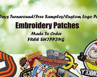 Custom Embroidery Patches Top Quality Clean Look, 7 Days Turnaround Time. Free Shipping on All Orders., Iron On Patch, Embroidered Patch