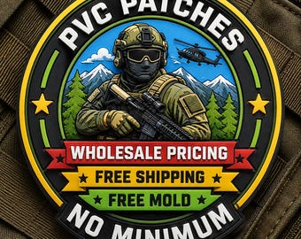 One Custom PVC Patch - No Minimum - Hook Backing - Fast Turnaround