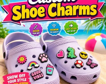 Custom PVC Shoe Charms, Clog Decorations, Wholesale Bulk Pins - Event Clog Charms - Party Charms