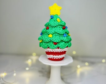 クリスマスツリーカップケーキのかぎ針編みパターン - デジタルダウンロード（PDF）
