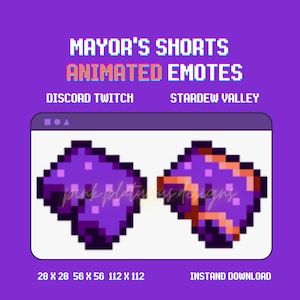 Discord Twitch ANIMATED Emotes ~ Gold Trim Mayor&#39;s Shorts ~ Burning, Excited, and Jamming ANIMATED ~ Stardew Valley~28x28 56x56 112x112