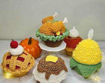 感謝祭カップケーキかぎ針編みパターンセット - PDF（デジタルダウンロード）