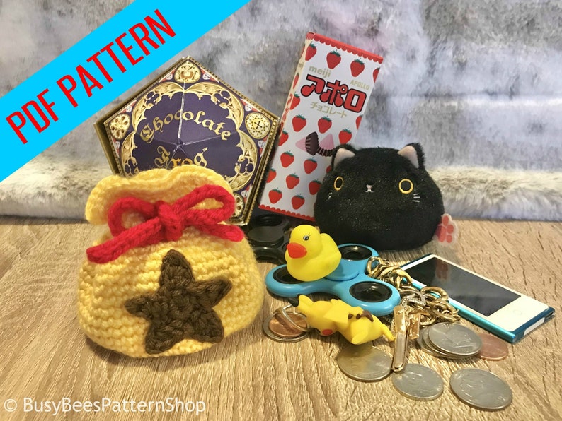 Animal Crossing Bell Bag PATTERN~Crochet~Amigurumi Coin Pouch~Dice Bag~Gamer Bag~Bag for Treasures and Knick-Knacks~Pouch for Pirate Costume
