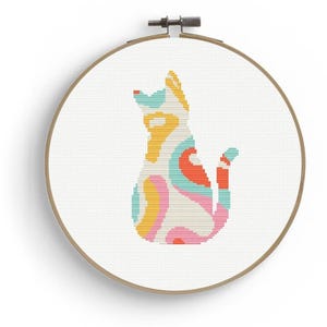 Colorful Kitty Cross Stitch PATTERN - 2 PDFs (Digital Download)