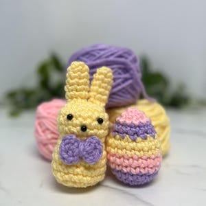 Osterei und Candy Bunny PATTERN Set ~ Gestreifte Osterei und Marshmallow Häschen Muster für Ostern und Körbe