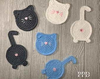 キティコースターかぎ針編みパターンセット - 2スタイル - PDF（デジタルダウンロード）