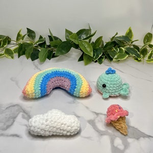 Basics Bundle #2 ~ Wolke, Regenbogen, Wal und kleine Eistüte MUSTER ~ 4 Häkelanleitungen ~ Ideal für Kunsthandwerksmessen