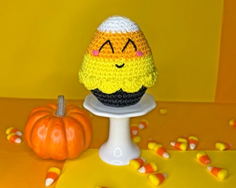 Candy Corn Cupcake Crochet PATTERN~Halloween Crochet Cupcake~Part of Set~Other Cupcakes Available