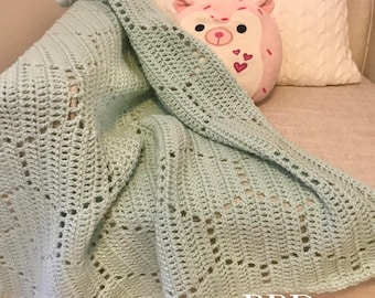 ハニカムベビーブランケットのかぎ針編みパターン - 1かせ必要 - かぎ針編みフィレスタイル - PDF（デジタルダウンロード）