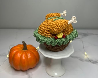 感謝祭の七面鳥カップケーキのかぎ針編みパターン - PDF（デジタルダウンロード）