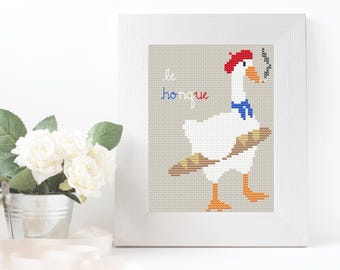 フレンチグースクロスステッチパターンセット - 「Le Honque」 - 2スタイル - 2つのPDF（デジタルダウンロード）