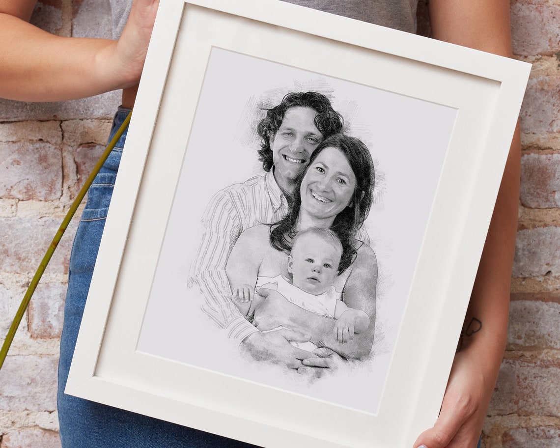 Add a Deceased Loved One to a Pencil Drawing Combined Photos Etsy