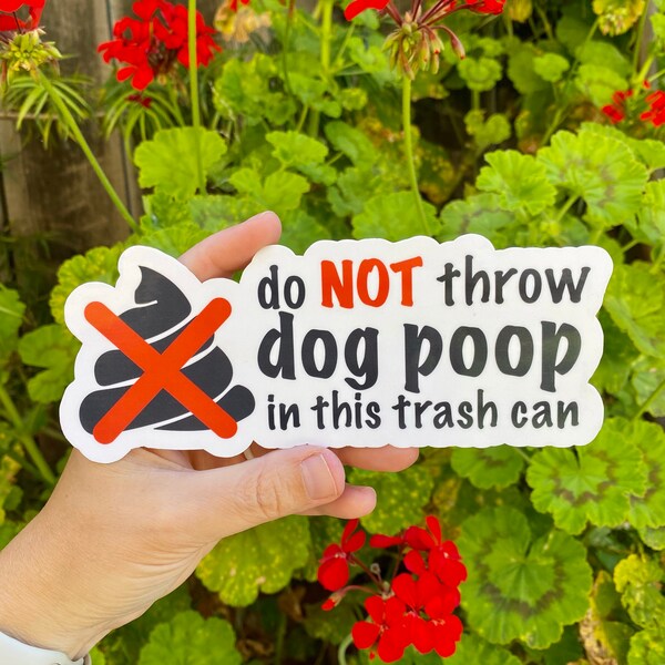 No Dog Poop Sticker | Trash Can Sticker | Yard Sticker | Waterproof Trash Can Sticker