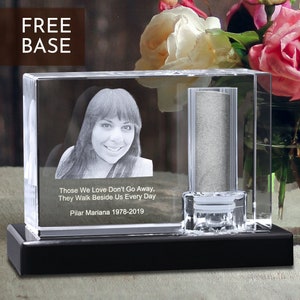 Celebration of Life, Urn for Human Adult Ashes, Decorative Urn, Personalized Memorial Crystal, Custom Crystal Urn, Photo Memorial Engraving