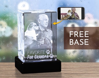 Pet Appreciation Photo Gift, Dog Lover Memorial, 3D Photo Gift, Laser Engraved Photo, Remembrance Quote, Fur Mom Gift, Cat Lover Memorial