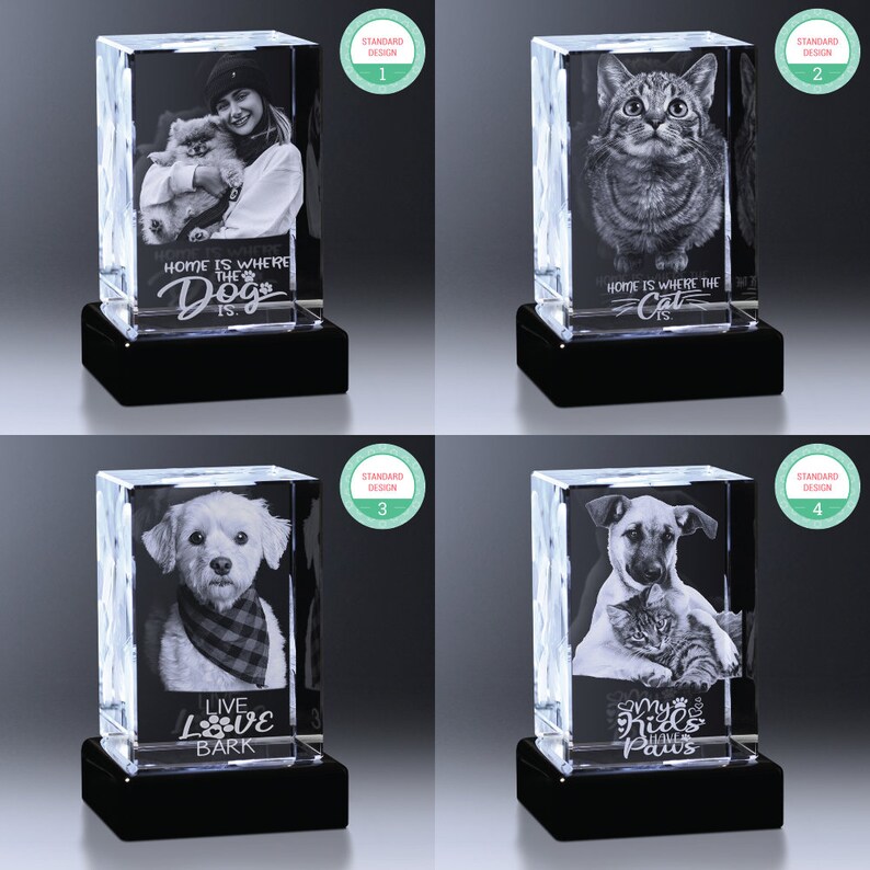 Crystal Pet Memorial with 3D Laser Photo Engraving Featuring Etsy
