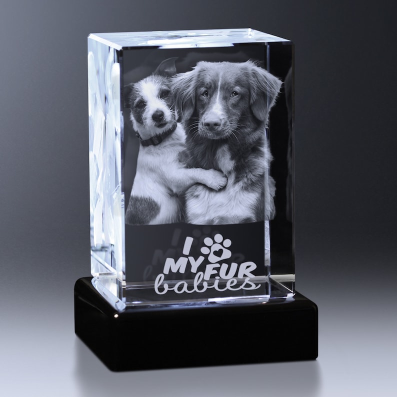 Crystal Pet Memorial with 3D Laser Photo Engraving Featuring Etsy