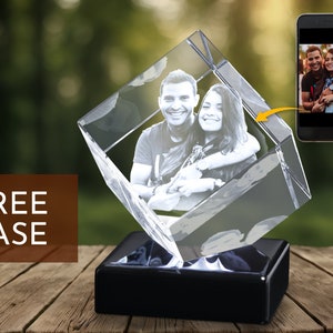 Custom Nebula Light, Best Photo Personalized Gifts, Photo in a Crystal, Diamond Cube Crystal, LED Light Base, Unique Gift Ideas for Her