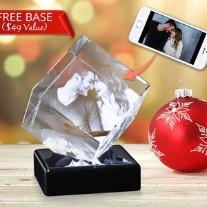 Christmas Unique Gift Ideas, Holiday Gift with 3D Laser Engraving, Custom Photo Diamond, Personalize with Your Image, Crystal Gift 3 Sizes