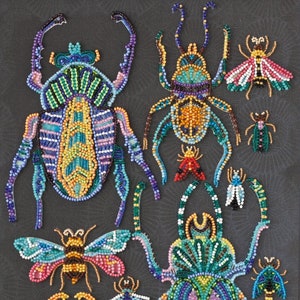 DIY Bead Embroidery Kit Beetles, GIFT Size: 9.4&quot;×13&quot; (24×33 cm) | Abris Art