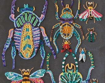 DIY Bead Embroidery Kit Beetles, GIFT Size: 9.4"×13" (24×33 cm)