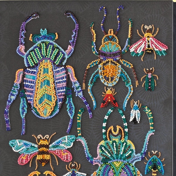 DIY Bead Embroidery Kit Beetles, GIFT Size: 9.4"×13" (24×33 cm) | Abris art