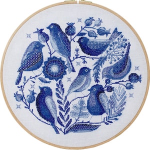 DIY Cross Stitch Kit On Canvas Birds GIFT. Size: 10.2&quot;×11&quot; (26x28 cm)