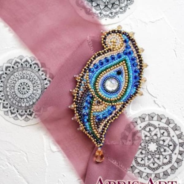 DIY Bead brooch kit "Egretka" Bead embroidery kit Size: 2.1"×3.7", GIFT