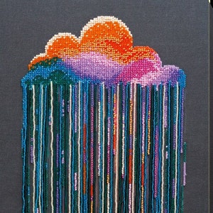 DIY Bead Embroidery Kit Zillions of drops - Rain - Cloud, GIFT Size: 10.6"х18.5" (27x47 cm) | Abris art