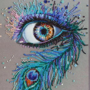 DIY Bead Embroidery Kit Royal gaze - Eye, GIFT Size: 10.6"х14.5" (27x37 cm) | Abris art
