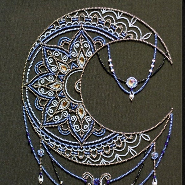 DIY Bead Embroidery Kit Moon pattern, GIFT Size: 10.2"×12.9" (26×33 cm) | Abris art
